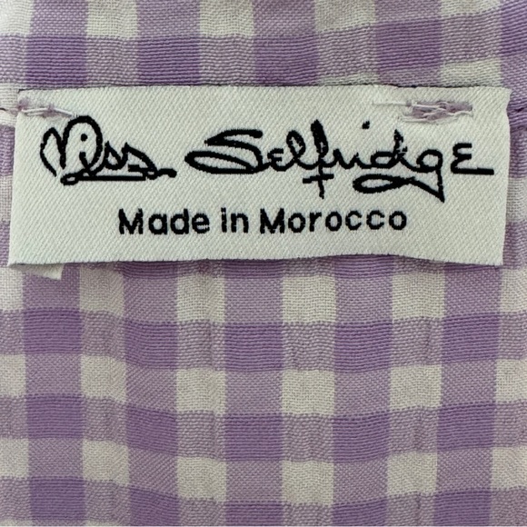 Miss Selfridge Lavender Gingham Seersucker Shirt | Size 14 | Oversized Fit - Picture 4 of 7